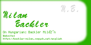 milan backler business card